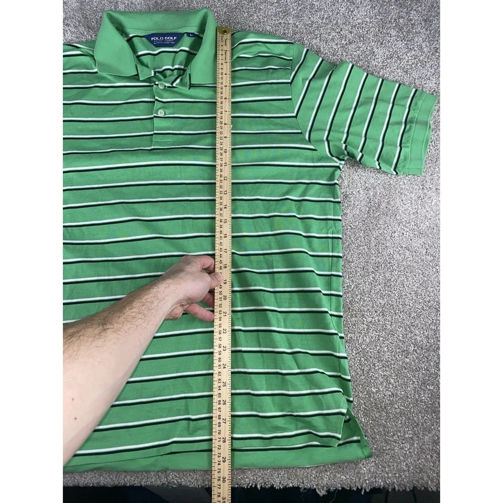 Polo Ralph Lauren Golf Pima Cotton Shirt Mens‎ Large Green/White/Black Striped